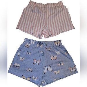 H&M Kids Pink Striped and Blue Butterfly Shorts
